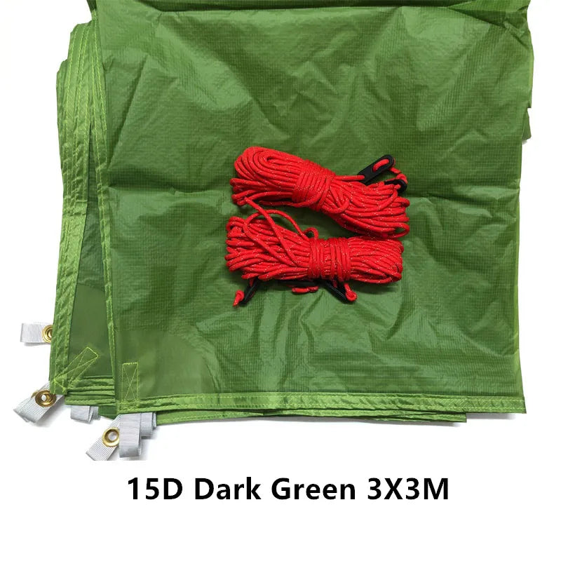Silnylon tarp pitched as shelter