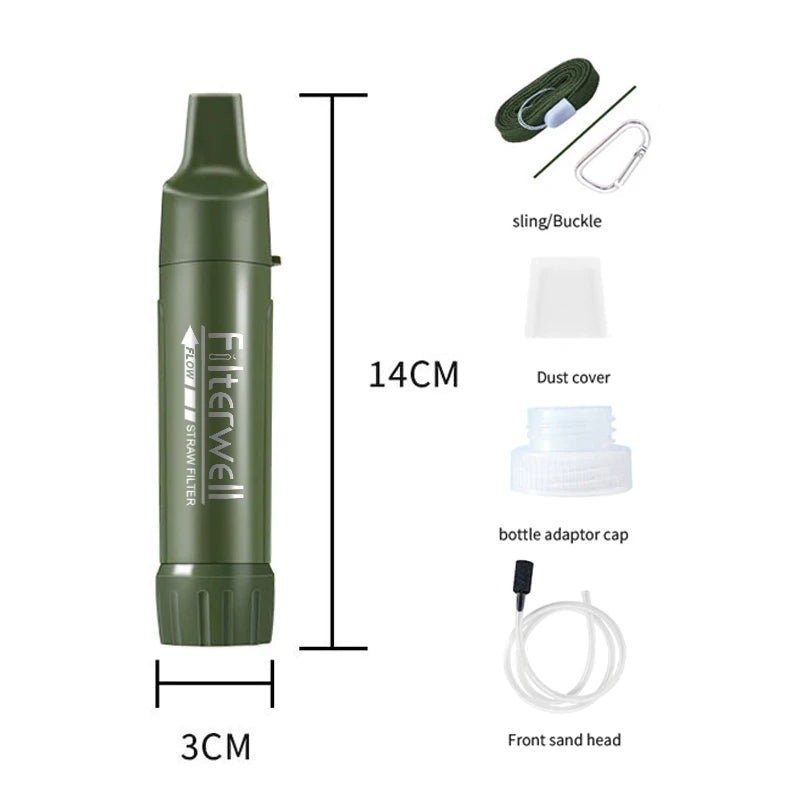 Portable water filter straw