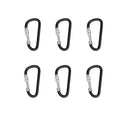 Heavy duty carabiner clips 6 pack black