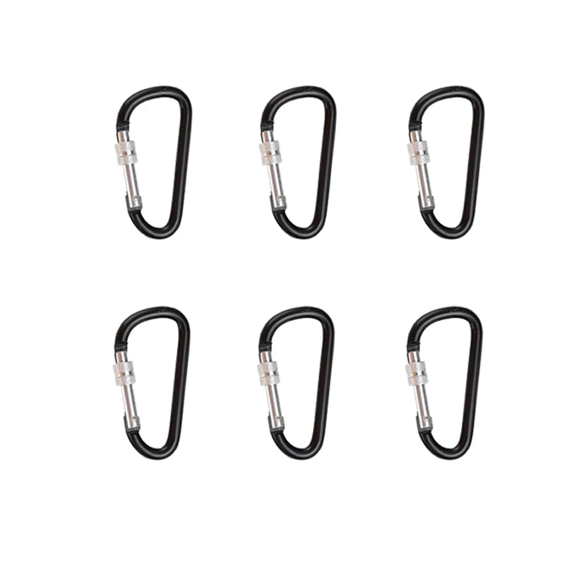 Heavy duty carabiner clips 6 pack black