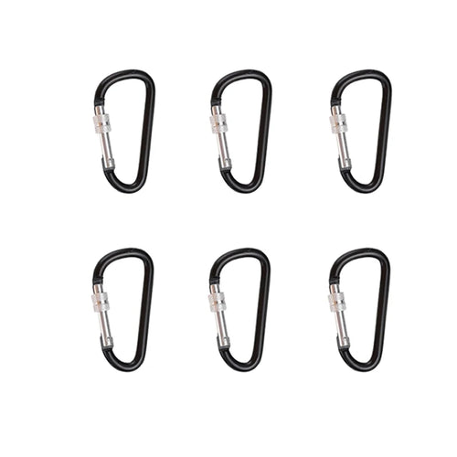 Heavy duty carabiner clips 6 pack black